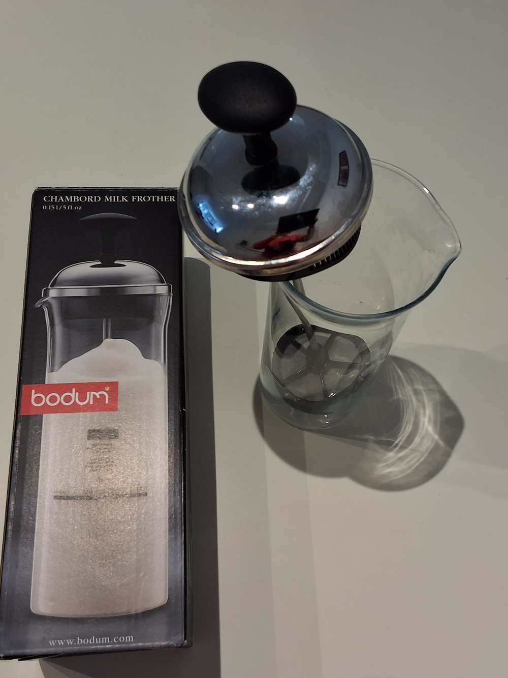 Bodum Chambord Milk Frother - Clear Glass with Silver Lid